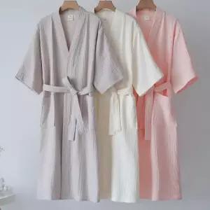 프리미엄 와플 로브 홈웨어 가운 프린팅 그레이 m 45.0-60.0kg 반팔 빅사이즈