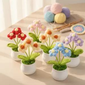 (별별창고) 니트 꽃다발 화분 뜨개 꽃 미니 꽃다발 조화 니트 플라워