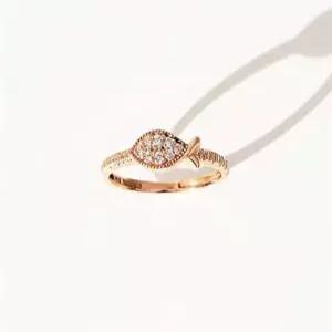 14K 18K 마리 피쉬 반지 아이 파베 물고기 모이사나이트 랩다이아 데일리 골드링