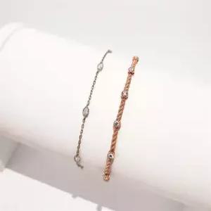 14k 18k 르베나 팔찌 마퀴즈컷 랩 다이아몬드 심플 데일리 금 여자 골드 체인팔찌