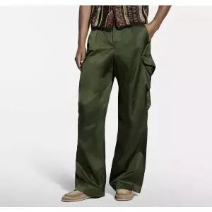 [LOUIS VUITTON]루이비통 다크 그린 실크 코튼 카고 팬츠 153417597