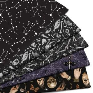 50145cm 블랙 엑스레이 별자리 해골 폴리 에스터 코튼 원단 조직 바느질 퀼트  DIY 커튼 천