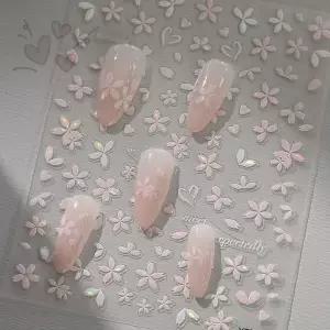 입체 꽃무늬 네일 스티커 분홍색 손톱 장식 셀프 네일아트 꾸미기 여성용 뷰티