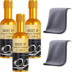 자동차 청소 타월 2개 포함 촉매 변환기 클리너 3개 부스트업 부품 엔진 배기 시스템 파이프 탄소 제거