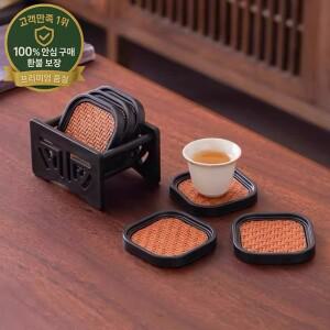 6개입 방열 라탄 티 코스터 세트 우아한 경량 열 차단 매트 빈티지 중국 스타일 티컵 홀더