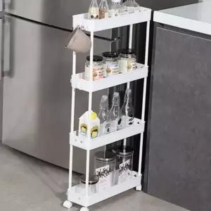 [베스트TOP100]이동식 수납 선반 이동식 틈새 선반 슬림형 바퀴형 수납장 4단 싱크대 조립식 정리 책상 좁