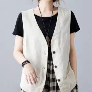 중년여성 봄 여름 가을 심플 린넨 조끼 받쳐입는 데일리 간절기 엄마
