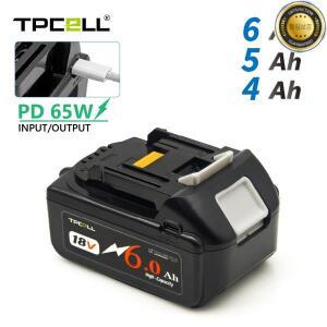 TPCELL 456AH PD65W Makita호환  18V 배터리용 Type-C 입력출력 전동 공구 리튬 이온 교체 LXT BL1850