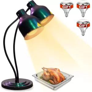 RVGMBO 푸드 히트 램프 - [3개의 전구 포함] [신속 난방] 500W 상업용 워머 라이트 뷔페 파티용 음식