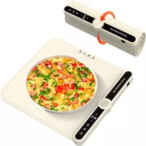 음식용 소형 보온 매트 휴대용 롤업 실리콘 음식 워머 파티용 뷔페용 카운터탑 전기 개별 9단계 정밀 온도