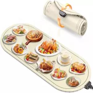 음식용 보온 매트 초대형 단열 패드가 있는 36 x15 실리콘 온열 롤러블 및 휴대용 파티 뷔페 모임 일상적인