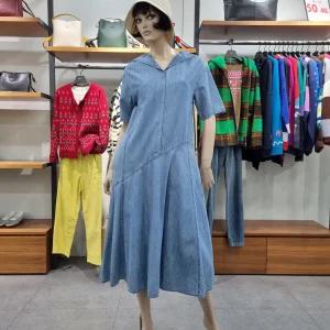 베네통/애플아울렛/브이넥 데님 해지 롱 원피스/BAOP03511