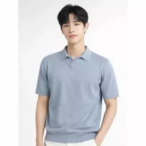 [하프클럽/디바옴므]여름 솔리드 패턴 COOL 니트 카라넥 반팔 티셔츠 브이넥