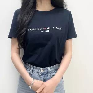 타미힐피거 [한정수량 초특가 행사] 여성 시그니처 로고 코튼 라운드넥 반팔 티셔츠