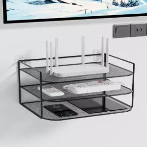 공유기 보관 선반 프레임 블랙 3단 벽걸이형 보관함 수납 정리