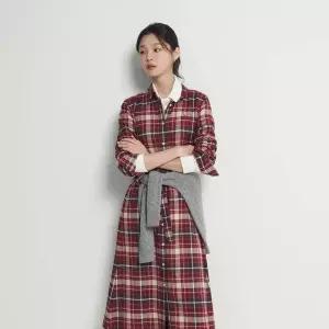 빈폴 BEANPOLE 기모 체크 셔츠 원피스 - 레드BF5971C026