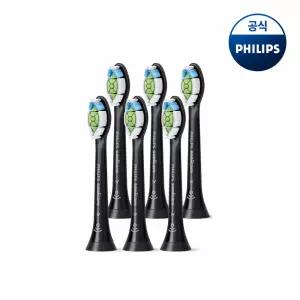 PHILIPS 필립스 소닉케어 W 옵티멀 화이트 칫솔모 블랙 6개입 HX6066/91