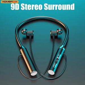 9D 블루투스 이어폰 무선 헤드폰 마그네틱 스포츠 넥밴드 넥걸이형 TWS 이어버드 헤드셋 마이크 포함