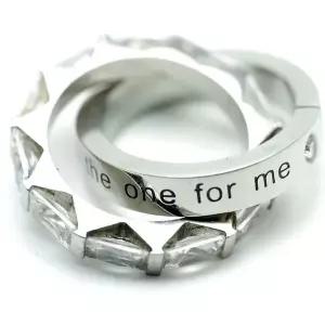 11411998 남자 목걸이 캐주얼 가벼운 패션 실버원 안녕 메시지 포함 더블 링 펜던트 탑 지르코니아 남성용