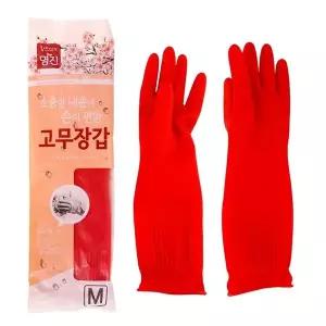 편안한 중형 세척 빨강 방수 장갑 주방 청소 작업용 고무장갑 고무