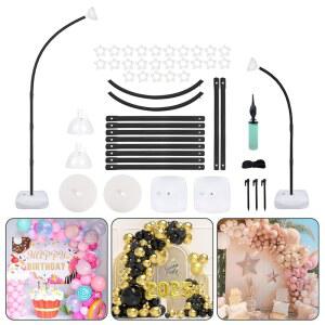 에어워 [업그레이드] 풍선 아치 키트 스탠드, 베이스가 있는 8.2피트 + 6피트 하프 아치형 바닥용 자유 굽힘 탑 프레임 곡선, 완벽한 생일 결혼식 크리스마스 장식