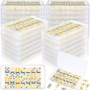 포일스월 24팩 미니 도미노 게임 세트 벌크 더블 6 28피스 타일 컬러 도트 땡땡이 클리어 플라스틱 박스 패밀리 보드게임 파티에서 여행용 교육용 장난감을 선호합니다