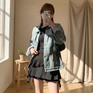 [다잇템] 여성용 그런지 빅사이즈 환절기 데님자켓