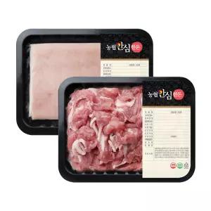 [농협안심한돈] 국내산 한돈 돼지고기 앞다리살(제육용) 1kgx2+껍데기(냉동) 200g
