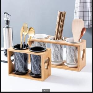 세라믹 젓가락 홀더 배수 랙 케이지 주방 호환 칼 붙이 상자 보관  데스크탑 선반