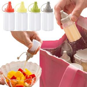 4Pcs 미니 플라스틱 소스 식초 스퀴즈 병 조미료 샐러드 드레싱 호환용기 야외 휴대호환용 바베큐 스파이스