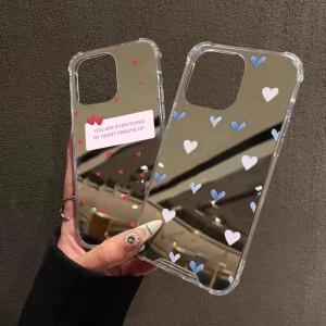 러브 하트 패턴 미러 아크릴 폰 케이스 삼성 호환 갤럭시 S25 S24 S23 S22 S21 울트라 플러스 FE A06 A14 A