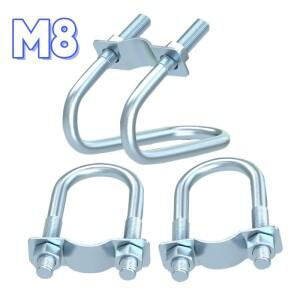 탄소강 U볼트 M8 아연도금 이중 U자형 튜브 파이프 클램프 나사 연결부 비계 고정용 크로스
