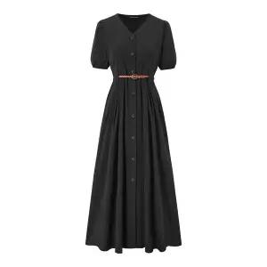 [미니멈][미니멈 에브리데이]벨티드 클래식 셔츠형 플레어 롱 원피스 (EC2OW005D)