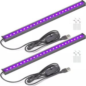 GREENIC USB 블랙 라이트 바 10W 1피트 업그레이드 UV LED 스트립 글로우 파티용 소형 포스터 태피스트리