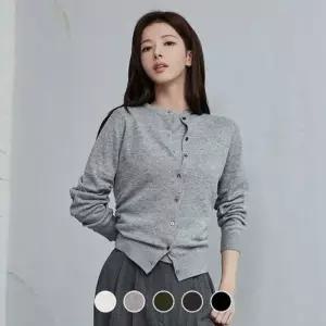 백화점 지오다노 노정의 여자 라운드넥 무지 클래식 버튼 긴팔 가디건 5컬러 355905