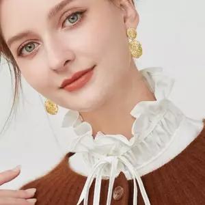 페이크카라 하이넥 목카라 화이트 러플 리본 탈부착카라 레이스카라 장식 옷카라