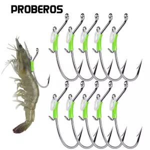 프로베로스 10개입 야광 생새우 낚시바늘 - 고탄소강 담수 새우 워커