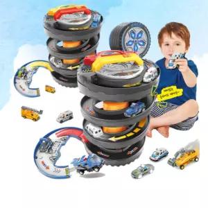 유아 접이식 휴대용 주차타워 미니카 트랙 장난감 옐로우 아동 아기 어린이완구