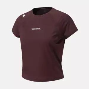 반팔티 KQF SQ122TTS13-BGD 우먼스 트레이닝 벡터 세미 크롭 반팔 티셔츠 / BURGUNDY