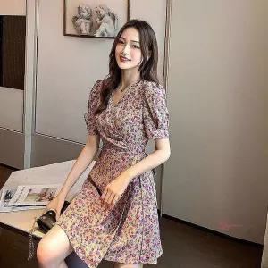 여자 반팔 봄 원피스 쉬폰 꽃무늬 플라워 잔 잔꽃무늬 원피스봄ssu048