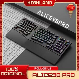 Feker Alice98pro 게임용 기계식 키보드, RGB 유무선, 인체공학, 핫스왑, 커스텀 지지대, QMK PC