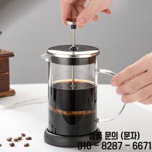 프렌치 프레스 커피 메이커 12온스(350ML) 두꺼운 유리 스테인리스 스틸 브루어 가정 여행 캠핑용 카페테라
