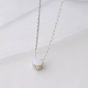 미니아트 순은 92.5 데일리 베이직 오팔 컬러 큐빅 실버 목걸이