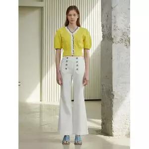 에고이스트 [55사이즈특가] 더블 버튼 부츠컷 데님팬츠 화이트 EP2DP463 690515