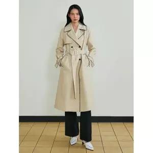 에고이스트 [66사이즈특가] 자수 포인트 플리츠 롱 트렌치 코트 베이지 EP1WC261 690481