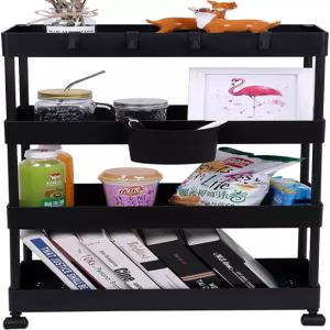 좁은 공간을 위한 AYVANBER 4단 슬림 롤링 유틸리티 주방 카트 욕실 정리함 다용도 수납 선반 이동식