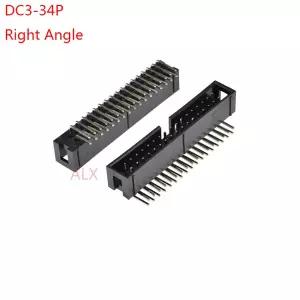 10개 DC3-34P 2.54mm 피치 JTAG ISP 수형 소켓 직각 IDC 박스 헤더 PCB 커넥터 이중 행 2x17핀 DC3 34핀 헤