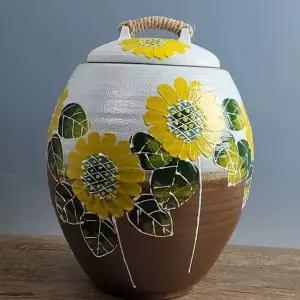 도자기 쌀통 핸드메이드 뚜껑있는 20kg 도자기 쌀독 쌀벌레 방지 물통 기곡 분청 수납