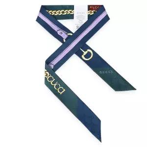 [구찌] 여성 체인 호스빗 프린팅 실크 스카프(네이비/다크그린) 853203 3G009 4166