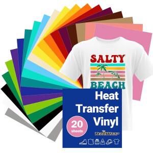 열전달 비닐 번들 20팩 20가지 색상 티셔츠 디자인용 다리미 전사 HTV 세트